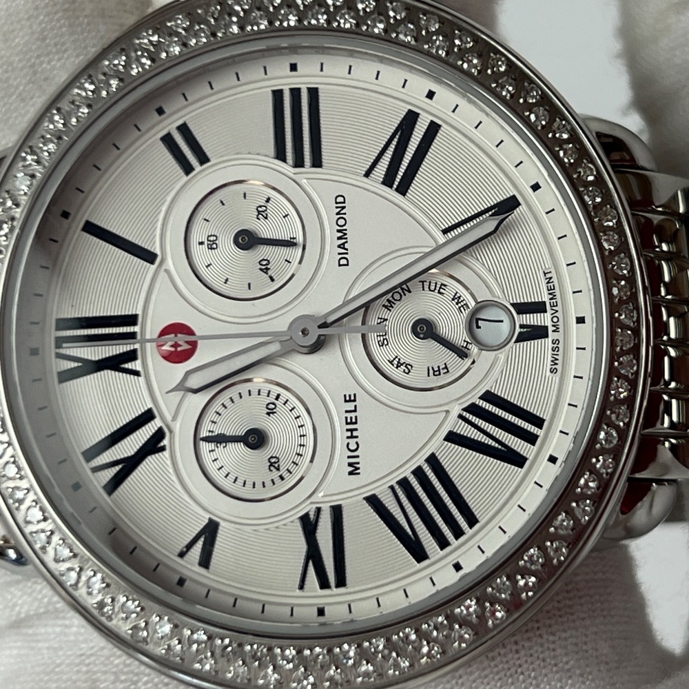 💖Michele Serein💖Diamond Silver Dial Chronograph 40mm Stainless Steel Ladi… - Picture 10 of 17